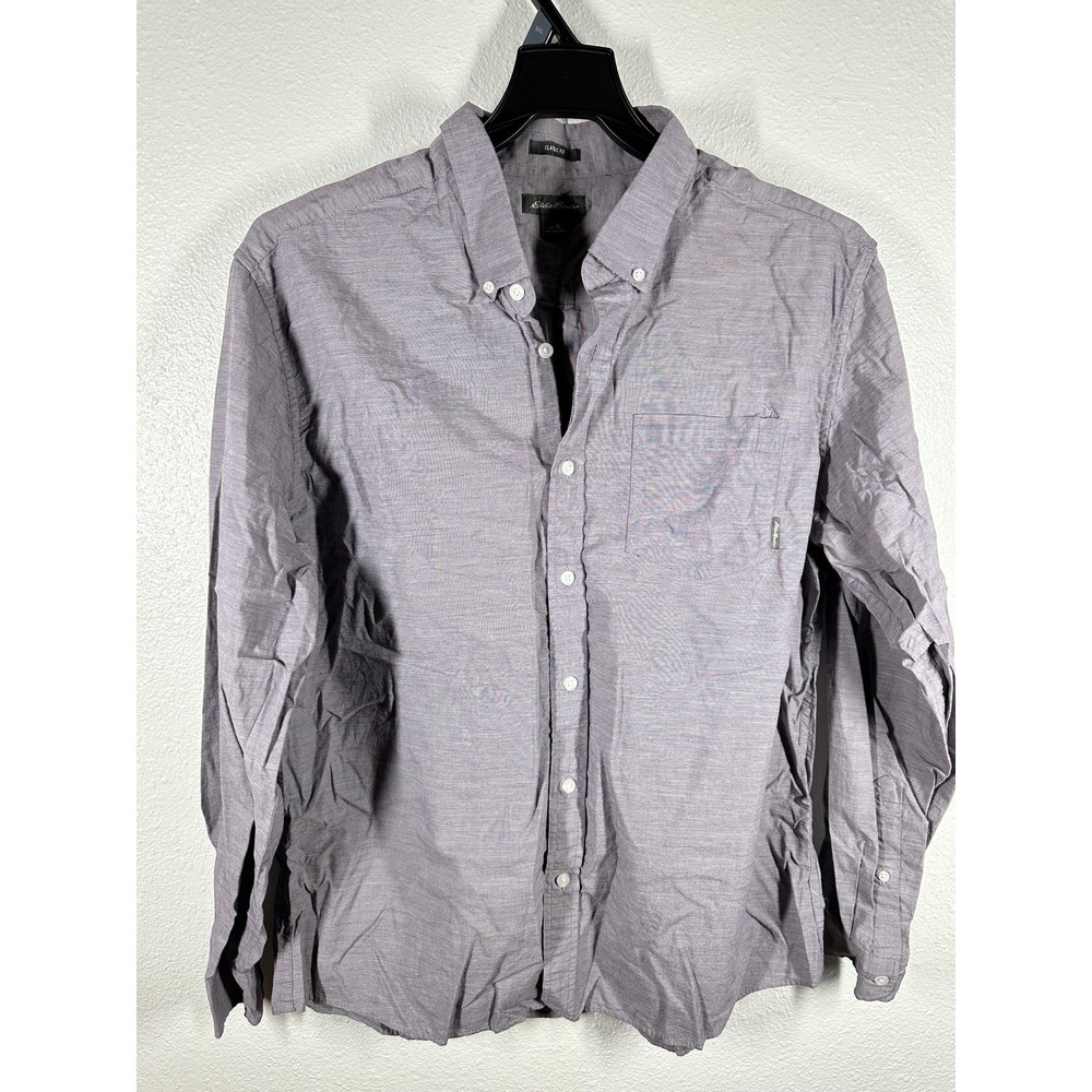 Eddie Bauer Shirt Mens XL Gray Classic‎ Fit Button Front Long Sleeve Casual